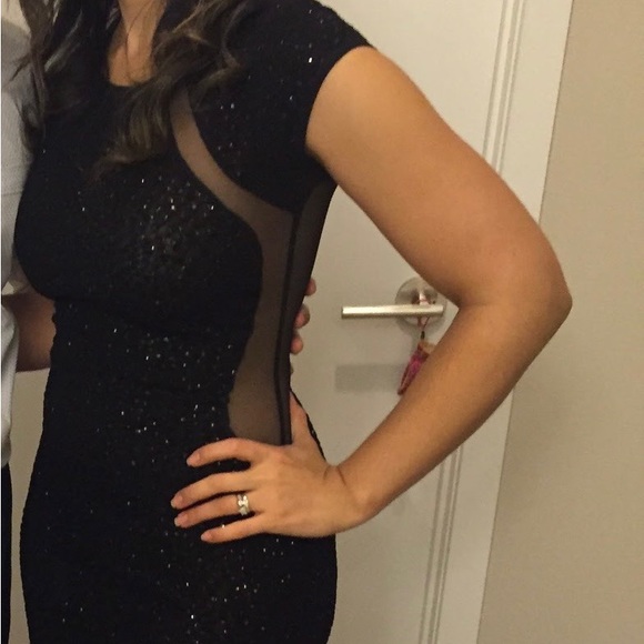 Sexy black sparkle and sheer body con dress - Picture 3 of 3